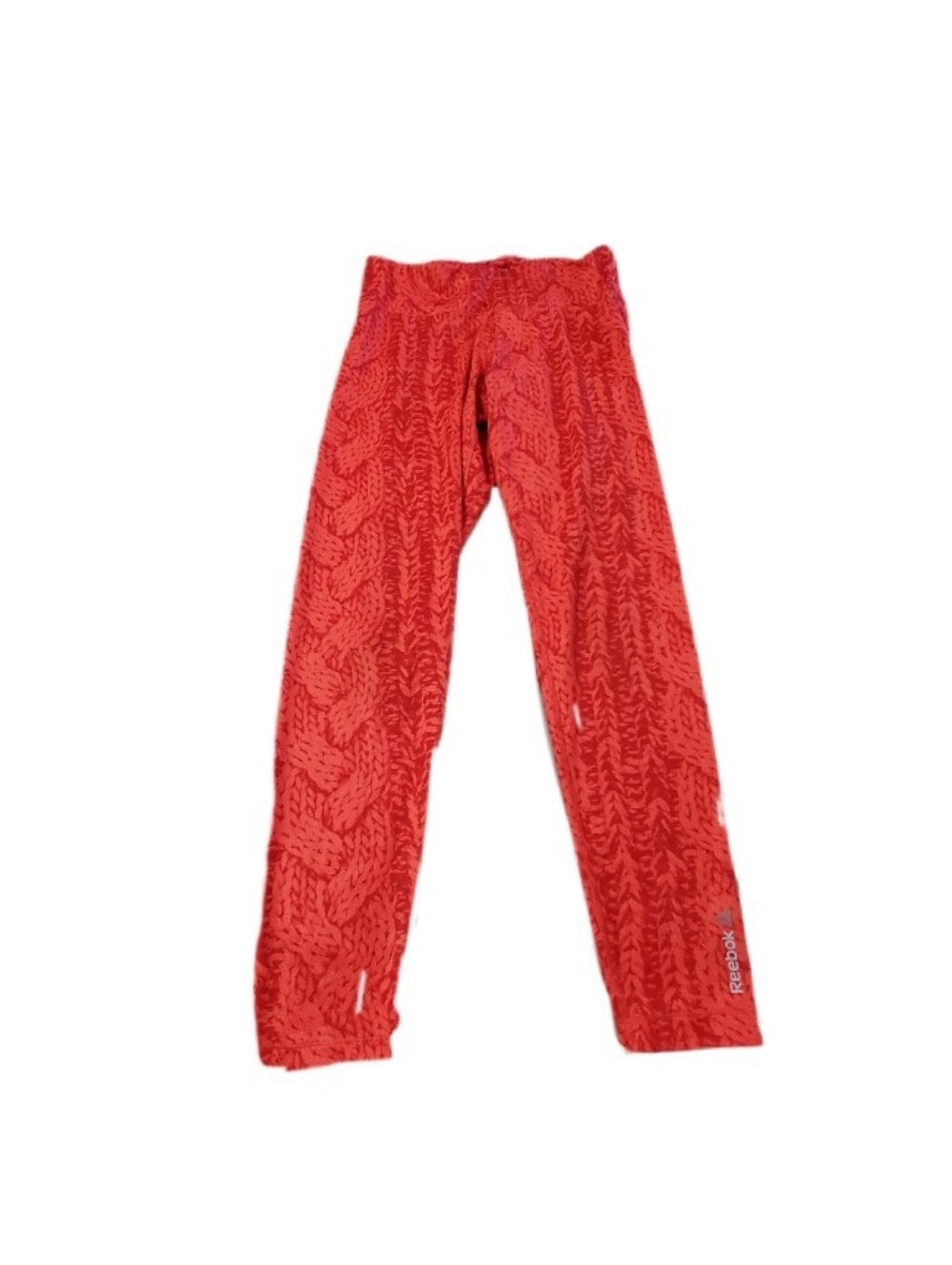 Reebok Women's Red Faux Cable Knit Workout Leggings Small